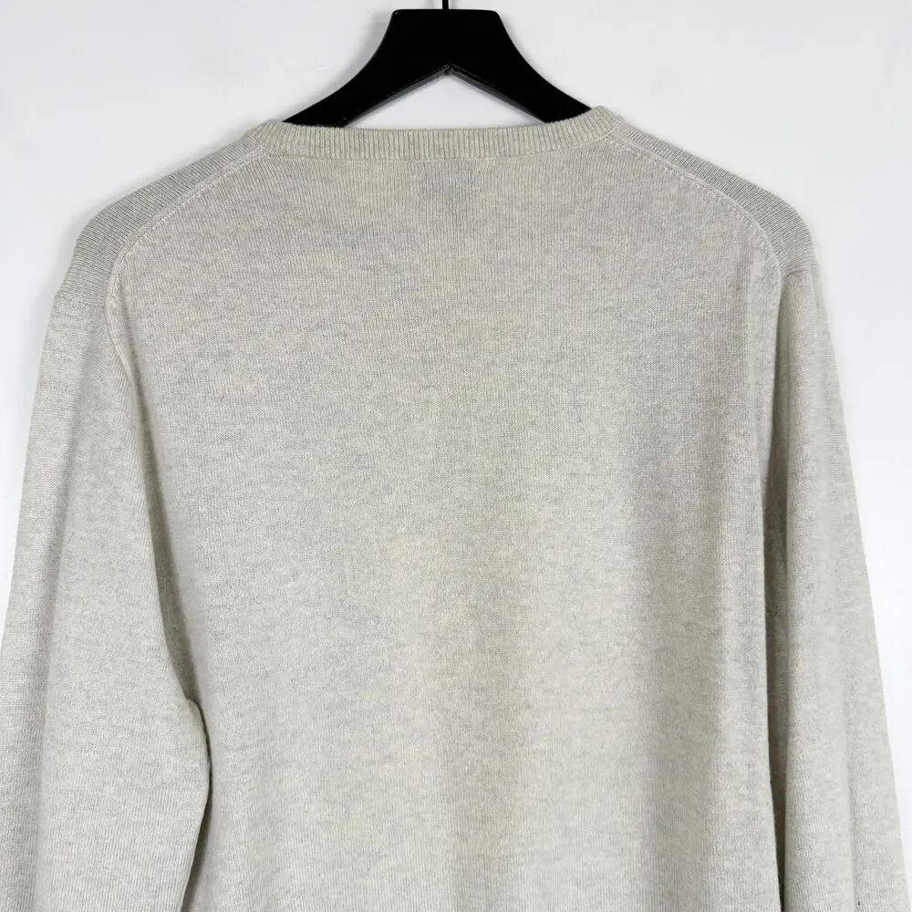 J.Crew Mens Italian Cashmere Crewneck Sweater Gray Cream - L